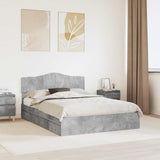 Letto con Contenitore con testiera Grigio cemento 140 x 190 cm
