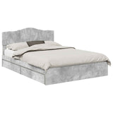 Letto con Contenitore con testiera Grigio cemento 140 x 190 cm