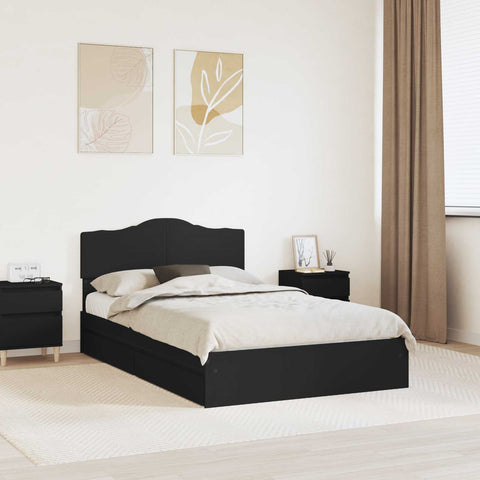 Letto con Contenitore Nero 135 x 190 cm Legno truciolato