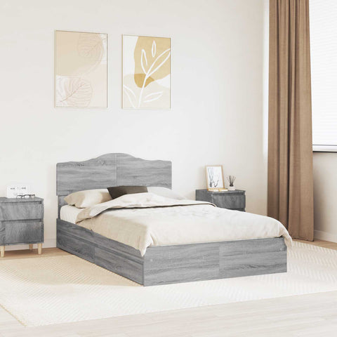 Letto con Contenitore con testiera Grigio Sonoma 135 x 190 cm