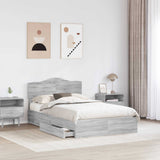 Letto con Contenitore con testiera Grigio Sonoma 135 x 190 cm