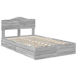 Letto con Contenitore con testiera Grigio Sonoma 120 x 200 cm