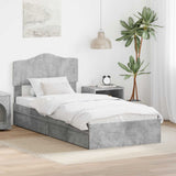 Letto con Contenitore con testiera Grigio cemento 100 x 200 cm