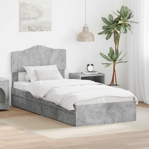 Letto con Contenitore con testiera Grigio cemento 100 x 200 cm