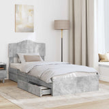 Letto con Contenitore con testiera Grigio cemento 100 x 200 cm