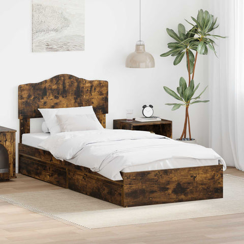 Letto con Contenitore Rovere fumé 90 x 190 cm Legno truciolato