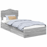 Letto con Contenitore con testiera Grigio Sonoma 90 x 190 cm