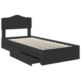 Letto con Contenitore Nero 75 x 190 cm Legno truciolato