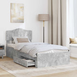 Struttura del letto con testiera Grigio cemento 70 x 190 cm