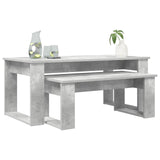 Set di Tavolini da Caffè 2 pcs Grigio cemento Legno truciolato