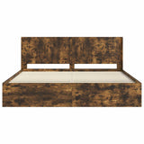 Struttura del letto con stoccaggio e testata Rovere Fumo