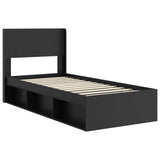Struttura del letto con stoccaggio e testata Nero 100 x 200 cm