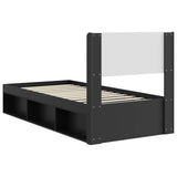 Struttura del letto con stoccaggio e testata Nero 100 x 200 cm
