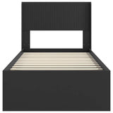 Struttura del letto con stoccaggio e testata Nero 100 x 200 cm
