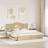 Letto con Contenitore con testiera Rovere Sonoma 200 x 200 cm