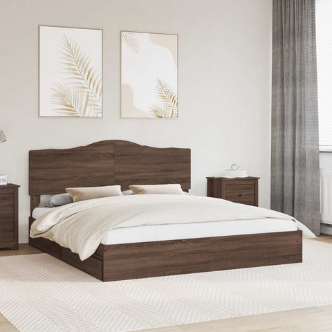 Letto con Contenitore con testiera Rovere Marrone 200 x 200 cm