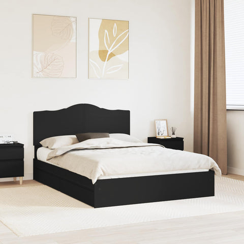 Letto con Contenitore Nero 150 x 200 cm Legno truciolato
