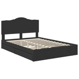 Letto con Contenitore Nero 150 x 200 cm Legno truciolato