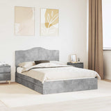 Letto con Contenitore con testiera Grigio cemento 150 x 200 cm