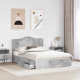 Letto con Contenitore con testiera Grigio cemento 150 x 200 cm