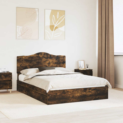Letto con Contenitore con testiera Rovere fumé 140 x 200 cm