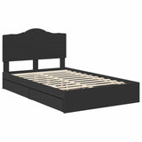 Letto con Contenitore Nero 135 x 190 cm Legno truciolato