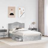 Letto con Contenitore con testiera Grigio cemento 135 x 190 cm