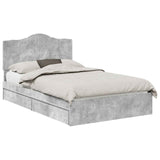 Letto con Contenitore con testiera Grigio cemento 135 x 190 cm