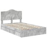 Letto con Contenitore con testiera Grigio cemento 135 x 190 cm