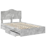 Letto con Contenitore con testiera Grigio cemento 135 x 190 cm