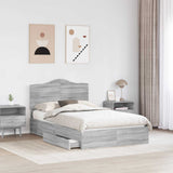 Letto con Contenitore con testiera Grigio Sonoma 135 x 190 cm