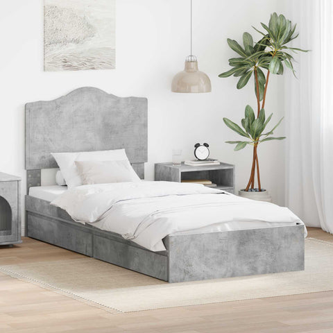 Letto con Contenitore con testiera Grigio cemento 90 x 200 cm