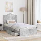 Letto con Contenitore con testiera Grigio cemento 90 x 200 cm