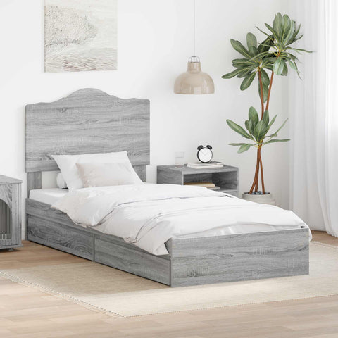 Letto con Contenitore con testiera Grigio Sonoma 90 x 200 cm