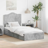 Letto con Contenitore con testiera Grigio cemento 90 x 190 cm