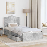 Letto con Contenitore con testiera Grigio cemento 90 x 190 cm