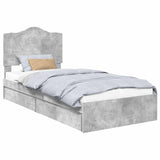 Letto con Contenitore con testiera Grigio cemento 90 x 190 cm