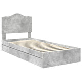 Letto con Contenitore con testiera Grigio cemento 90 x 190 cm