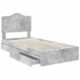 Letto con Contenitore con testiera Grigio cemento 90 x 190 cm