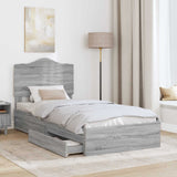 Letto con Contenitore con testiera Grigio Sonoma 90 x 190 cm