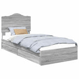 Letto con Contenitore con testiera Grigio Sonoma 90 x 190 cm