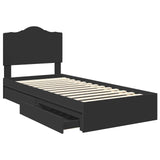 Letto con Contenitore Nero 70 x 190 cm Legno truciolato