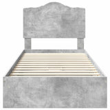 Letto con Contenitore con testiera Grigio cemento 75 x 190 cm