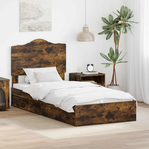 Letto con Contenitore Rovere fumé 75 x 190 cm Legno truciolato