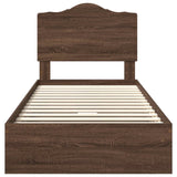 Letto con Contenitore con testiera Rovere Marrone 75 x 190 cm