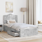 Struttura del letto con testiera Grigio cemento 70 x 190 cm