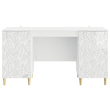 Scrivania Bianco Lucido Legno ingegnerizzato 142,5 x 50 x 75 cm