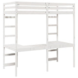 Struttura per letto soppalco Bianco 90 x 200 cm Pino massello