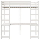 Struttura per letto soppalco Bianco 90 x 200 cm Pino massello
