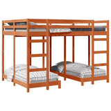 Struttura letto a castello triplo Cera marrone 140 x 200 cm